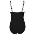 thumbnail image 4 of PWPSG Colorful Floral Print Colorblock V Neck One-Piece Swimsuit Tummy Control Slimming Bathing Suit for Beach Multicolor S, 4 of 6