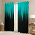 thumbnail image 2 of Ombre Teal Curtains & Drapes Black Black Out Curtains for Teens Adults, Modern Abstract Artwork Window Curtains Luxury Preppy Stuff, 2 of 5