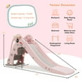 thumbnail image 2 of Topbuy 3-in-1 Kids Dolphin Slide Baby Play Climber Slide Set with Basketball Hoop Pink, 2 of 5