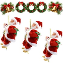 2025 Upgraded Climbing Santa with Music,Santa Claus Musical Climbing Rope Animated Electric Santa Claus on Rope, Musical Christmas Tree Ornament, Battery Operated Holiday Decoration Gift(3PC)