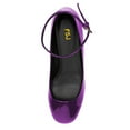 thumbnail image 4 of FSJ Women Comfortable Chunky Block Low Heel Pumps Round Closed Toe Ankle Strap Adjustable Buckle Office Work Church Dressy Shoes Size 14 Violet, 4 of 4