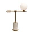 thumbnail image 4 of Pasargad Home PMT-30208 26 x 5 x 19 in. Bianca Collection Round Marble Body & Metal Indoor Table Lamp with LED Bulb, White & Gold, 4 of 5