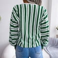 thumbnail image 5 of Fesfesfes Women Sweater Fall Winter Long Sleeve Stripe Contrasting Lantern Sleeve V-Neck Sweater Tops or, 5 of 6