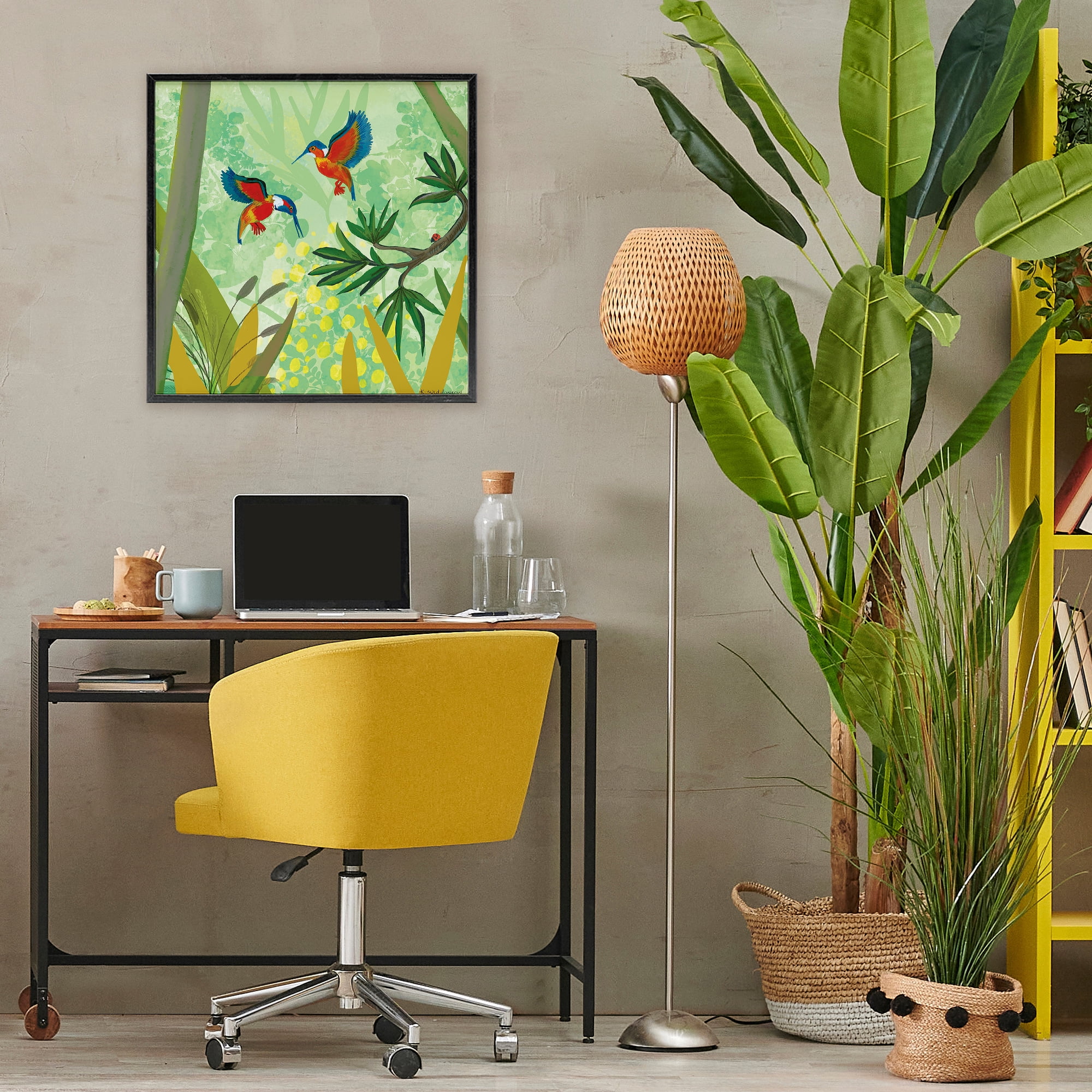 Stupell Industries Kingfishers in Jungle Branches Black Framed Giclee Art, design by Kay Widdowson