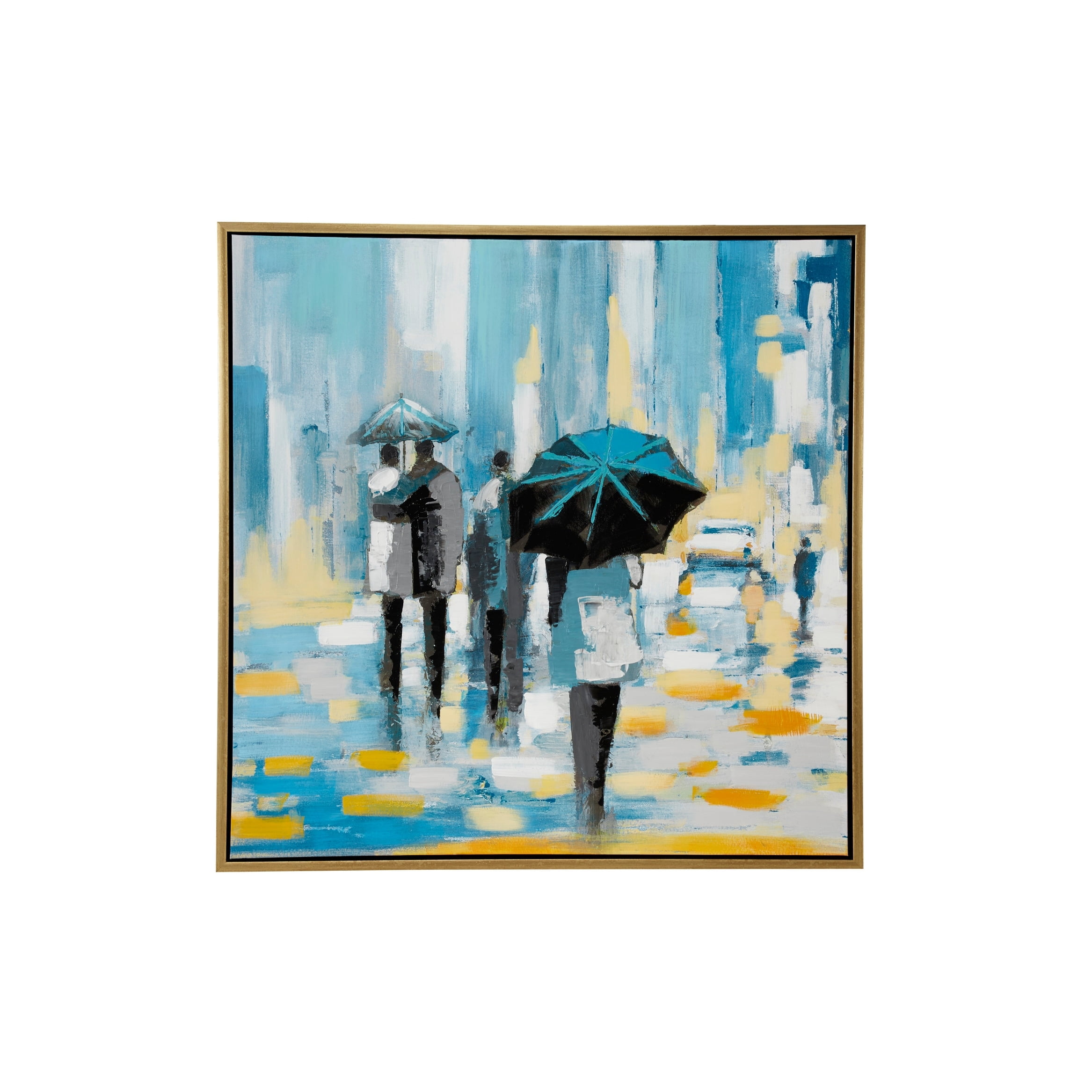 DecMode Indoor Blue Canvas Contemporary Wall Art