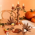 thumbnail image 1 of Thanksgiving Metal Turkey Tea Light Candle Holder | Fall Tabletop Centerpiece | Hand-Painted Iron Decor | Bronzed Finish | Standing Sitting Design | 4.33x3.94in | 1-Pack, 1 of 6