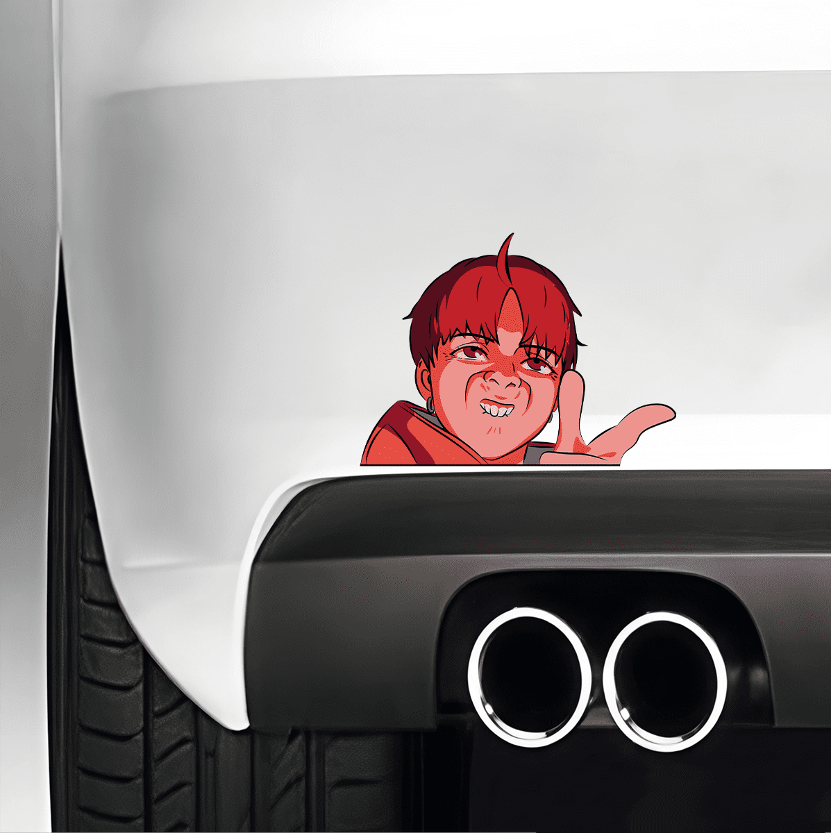 (❁ᴗ͈ˬᴗ͈) Jiji Funny Face Sticker – Dandadan Anime Vinyl Decal | Laptop