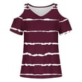 thumbnail image 3 of Uaswgudfs Women's Striped Cold Shoulder Blouse Tee - Casual Basic Loose Fit Short Sleeve Tunic Top, 3 of 4