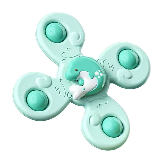 Ocean Theme Suction Cup Spinner Toy With Rotating Blade Educational Sensory Toy For Babies Green Color Safe Abs Material Green