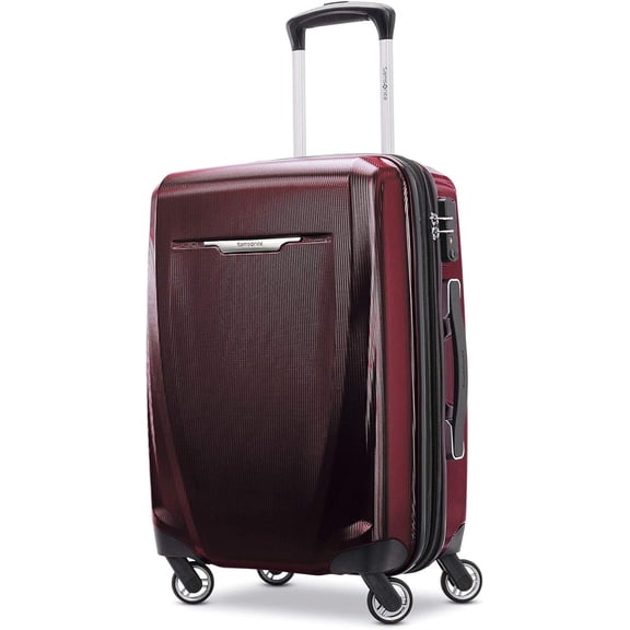 3 DLX Hardside Expandable Spinner Luggage, Burgundy, 20-Inch Carry-On
