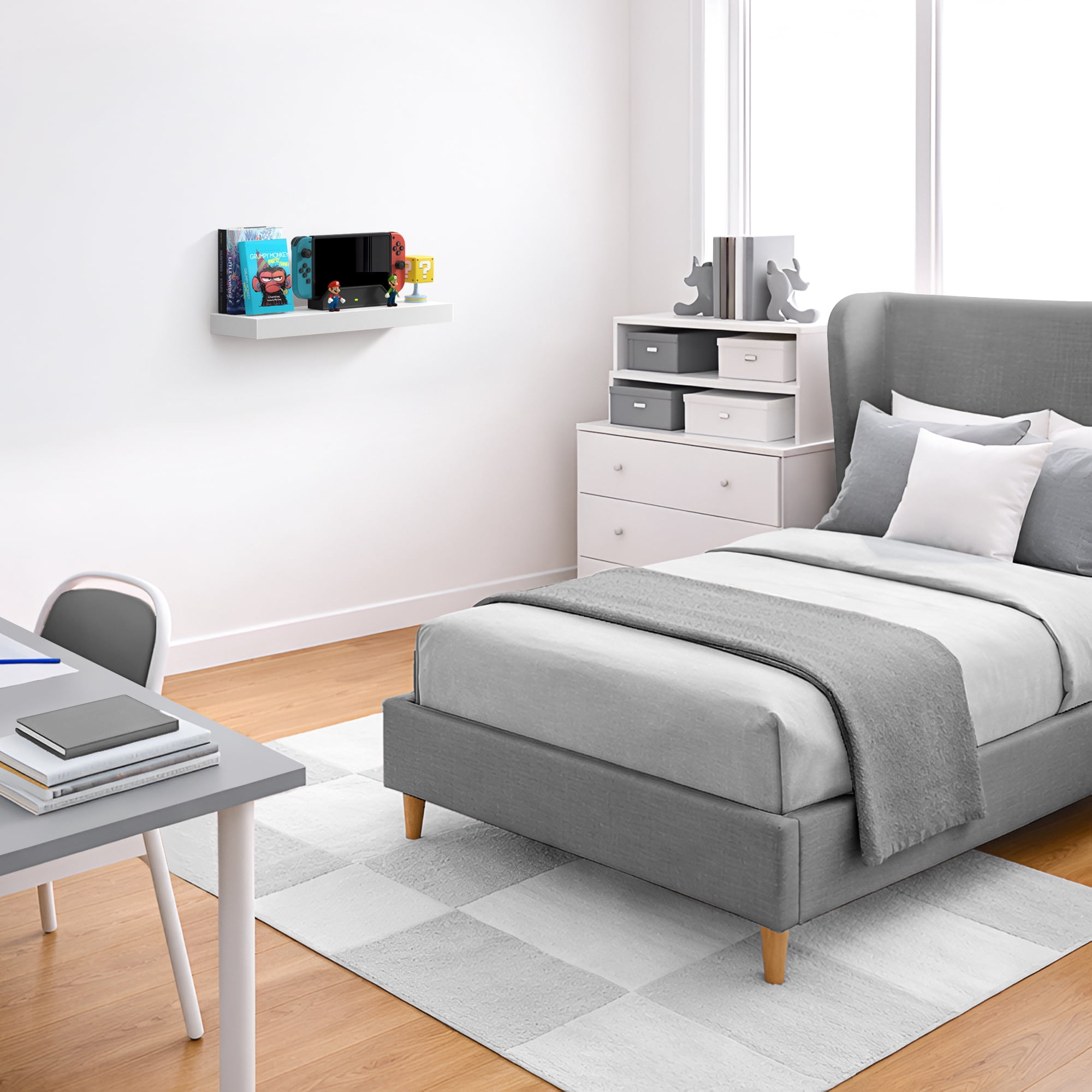 Sorbus 16.25" Floating Wall Shelf, White, Invisible Brackets, Bathroom, Bedroom & Home Decor