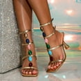 thumbnail image 3 of IUJSOY Strappy Sandals for Women Kitten Heels Caged Buckle Strap Square Toe Stiletto Heels, 3 of 8