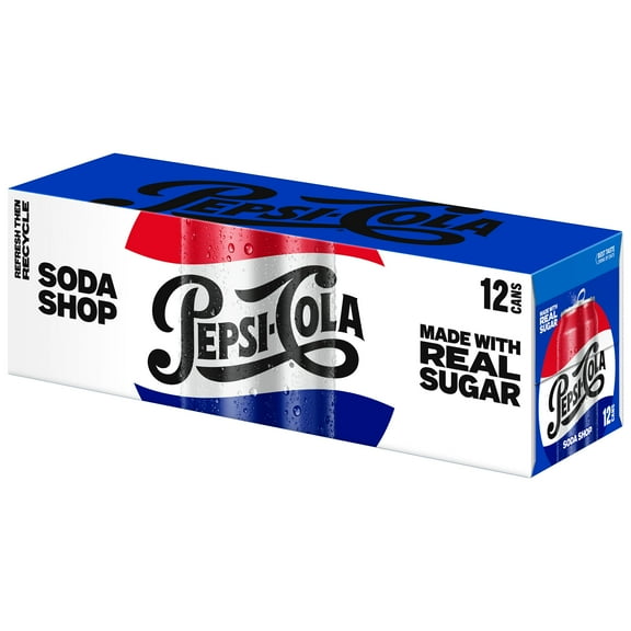 Pepsi Made with Real Sugar Cola 12 fl oz, 12 Pack Cans
