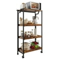 thumbnail image 2 of GloryStar Heavy Duty 4-Tier Folding Storage Rack, Wooden Cart with Locking Wheels, 100 lbs Capacity, No-Assembly Design, 2 of 9