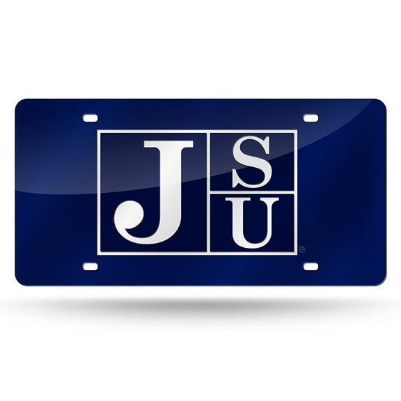 Jackson State Tigers Blue Mirrored Laser Cut License Plate Laser Tag