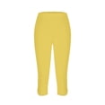 thumbnail image 5 of VISALY Capri Leggings for Women, Beach Vacation Clothes for Women, Women's Casual Seaside Rhinestone Tights Yoga Cropped Pants Women's , Yoga Pants Women, 1 Pack Capris for Women, Yellow, S, 5 of 8