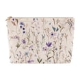 thumbnail image 4 of Makeup Bag, Corduroy Cosmetic Bag, Floral Toiletry Pouch, Portable Travel Makeup Storage Bag, French Style Zipper Cosmetic Organizer Purse for Women Daily Travel, Blue Purple Wild Grass Print, 4 of 4