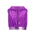 thumbnail image 6 of SiiRoh Girls Street Hip Hop Jazz Dance Outfits Sleeveless Sequin Hooded Vest Crop Top with Metallic Pants Set Purple 8, 6 of 7