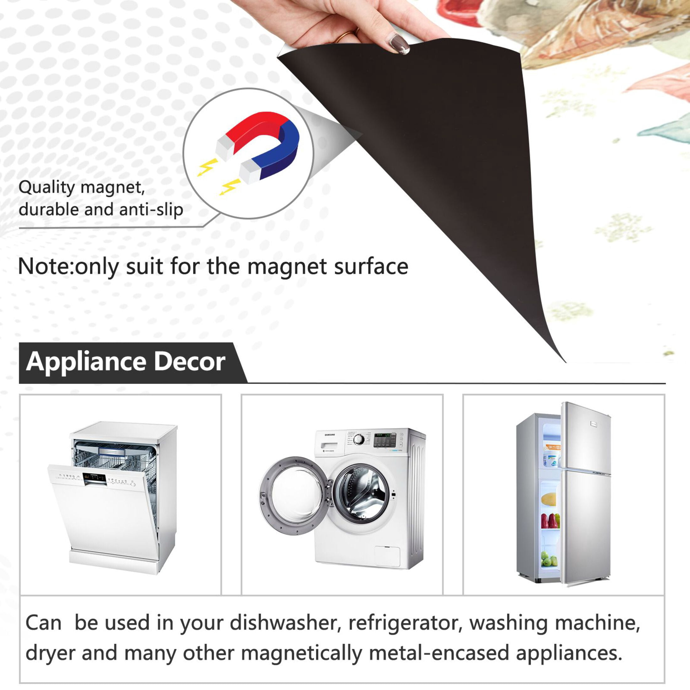 Dishwasher Magnetic Refrigerator Magnet Cover Sticker Home Decorative 23"x26" Poinsettia Flowers and Christmas Kitten