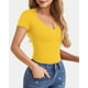 thumbnail image 2 of Tops CLOZOZ Camisetas con cuello en V para mujer de manga corta y manga larga, 2 of 5