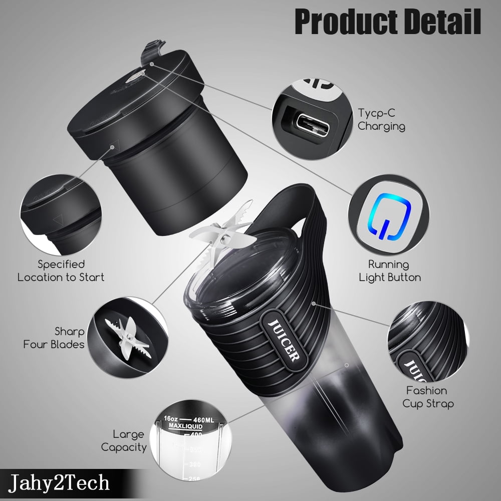 Paddsun Portable Blender, Blender for Shakes and Smoothies Rechargeable Personal Blender, Mini Blender with Ultra Sharp Four Blades Multifunctional Blender Bottle