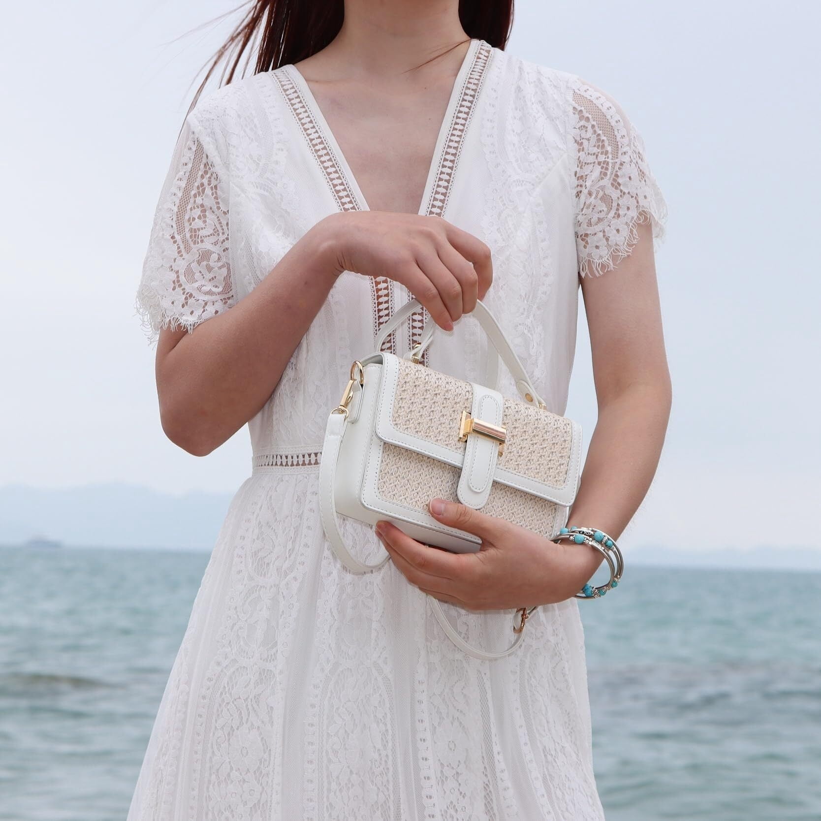 Summer Purse for Women 2025 Woven Vacation Handbags Straw Crossbody Bag for Spring Beach