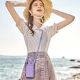 thumbnail image 3 of Wallet Case for iPhone XR Crossbody with Card Holder Shoulder Strap, Magnetic Flip Folio Purse Case Kickstand PU Leather Shockproof Protective Cover for iPhone XR, Purple, 3 of 7