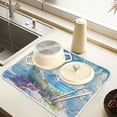 thumbnail image 2 of Yayeee Dish Drying Mat for Kitchen Counter 16" x 18" Microfiber Super Absorbent Coffee Decorative Pad, Crystal Ocean, 2 of 9