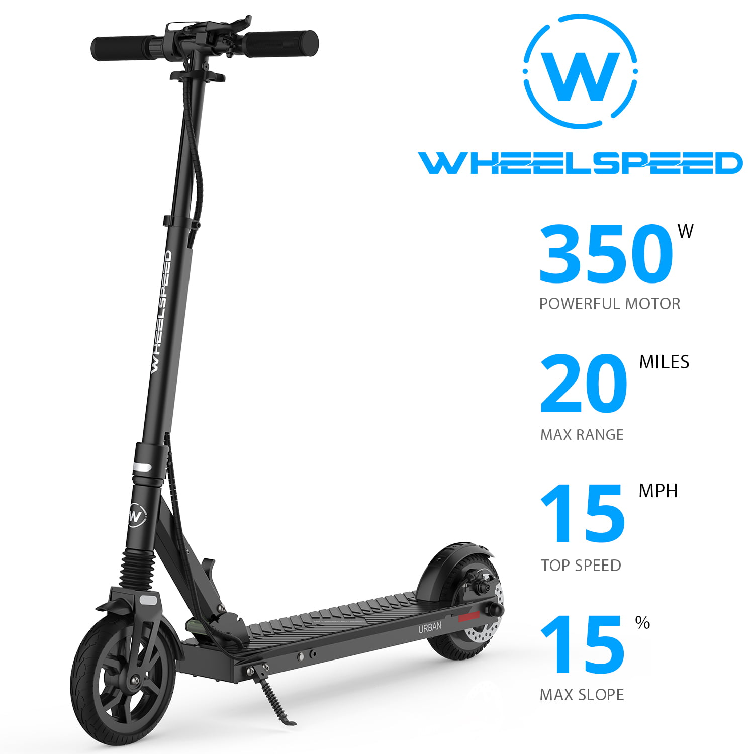 Wheelspeed Electric Scooter, 20-25 Miles & 15 MPH(Pro Ver. 35-40 Miles & 19  MPH) Commuting Electric Scooter, 350W Motor(Pro Ver. 400W) 10 Pneumatic