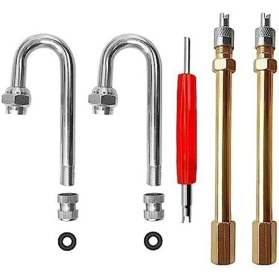FENG5PCS Dually Valve Stem Extenders Heavey Duty 180 Degree and Straight Metal Dual Wheel Valve Stem Extensions for Truck Tires RV Tires Bike Trailers-240810