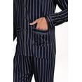 thumbnail image 5 of Aiyino Men's Silk Satin Pajama Set Striped Long Sleeve Button Down Classic Sleepwear Loungewear with Front Pocket, 5 of 8