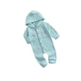 thumbnail image 2 of Qiylii Baby Solid Color Romper, Long Sleeve Single Breasted Hooded Bodysuit, 2 of 7