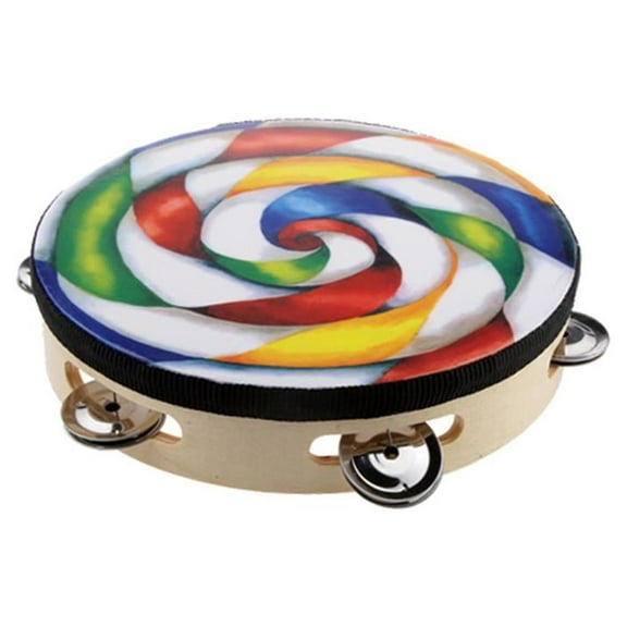 8'' Hand Percussion Drum Wooden Colorful Tambourine Kids Child Gift