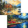 thumbnail image 1 of Rompecabezas Pixlora, 1000 piezas, paquete de 2 unidades, Lake Cabin Moonlight, 1 of 5