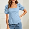 thumbnail image 5 of CHGBMOK Womens Summer Peplum Tops Sqaure Neck Ruffle Sleeve Blouses Fit Flowy Shirts Solid Casual Tees, 5 of 8