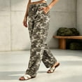 thumbnail image 4 of BaoFuBaoMei Camo Cargo Pants for Women Plus Size Wide Leg Drawstring High Waisted Trousers with Pockets Bottoms Hiking Streetwear, 4 of 7