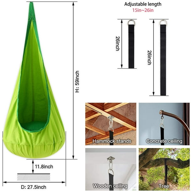 Xcgwst Child Swing Pod Chair 100 Cotton Hammock Pod With Durable Air Cushion Hanging Seat Nook Tent Strong Hammock Nest For Indoor And Outdoor Read