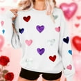 thumbnail image 2 of Womens Valentines Sweatshirt Funny Sequins Love Heart Graphic Long Sleeve Shirt Casual Loose Pullover Top, 2 of 9