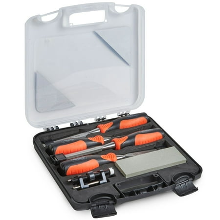 Carving Letters In Stone And Wood VonHaus 6pc Craftsman Woodworking Wood Chisel Set for Carving with Honing Guide, Sharpening Stone and Storage Case ()