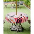 thumbnail image 4 of Outdoor Tablecloth with Umbrella Hole Zipper,Snowy Mountain Pink Gradient Waterproof Zippered Table Cloth for Square Tables,Mountains Retro Oil Painting Art Patio Table Covers for Indoor Pinic Party, 4 of 6