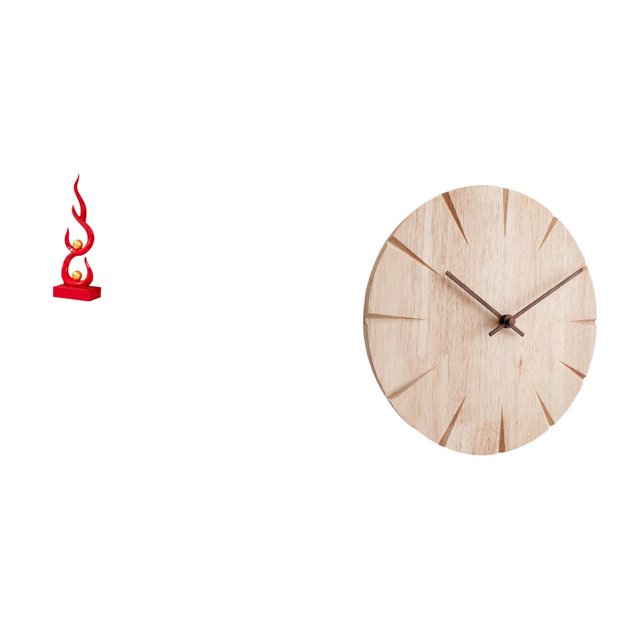 Escultura de llama de resina moderna y reloj de pared de madera maciza, adorno creativo de escritorio, regalo para oficina, patio, estantería, decorac