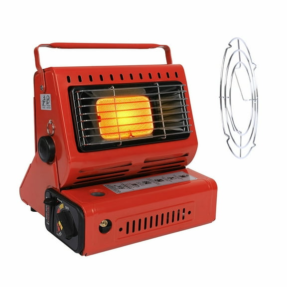 Portable Butane Burner Heater with Handle  Butane Gas Heater for Outdoor Use LP Gas Ceramic Burner for Camping Cooking Traveling Fishing 10.63x9.45x10.63in, Pot not Included (Red)