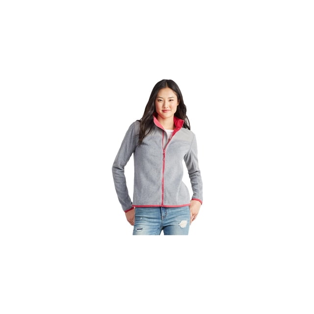 Aeropostale - Chaqueta de forro polar con cremallera completa para mujer, gris, pequeña