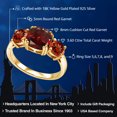 thumbnail image 2 of Gem Stone King 18K Yellow Gold Plated Silver Red Garnet 3-Stone Engagement Ring for Women | 3.60 Cttw | Gemstone Birthstone | Cushion 8MM | Three Stone Wedding Engagement Anniversary Ring | Size 8, 2 of 5