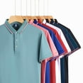 thumbnail image 2 of Men's Summer Short Sleeve Striped Color Block Polo Shirt, 2 of 9
