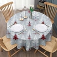 thumbnail image 3 of Light Blue Christmas Tree Pattern Round Tablecloth 60"x60",Wrinkle Wipeable Table Cloth for Kitchen Dining Room Picnic Patio Party, 3 of 6