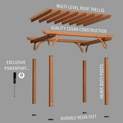 Backyard Discovery Beaumont 12x10 Cedar Wood Patio Pergola Kit, Trellis Roof, PowerPort