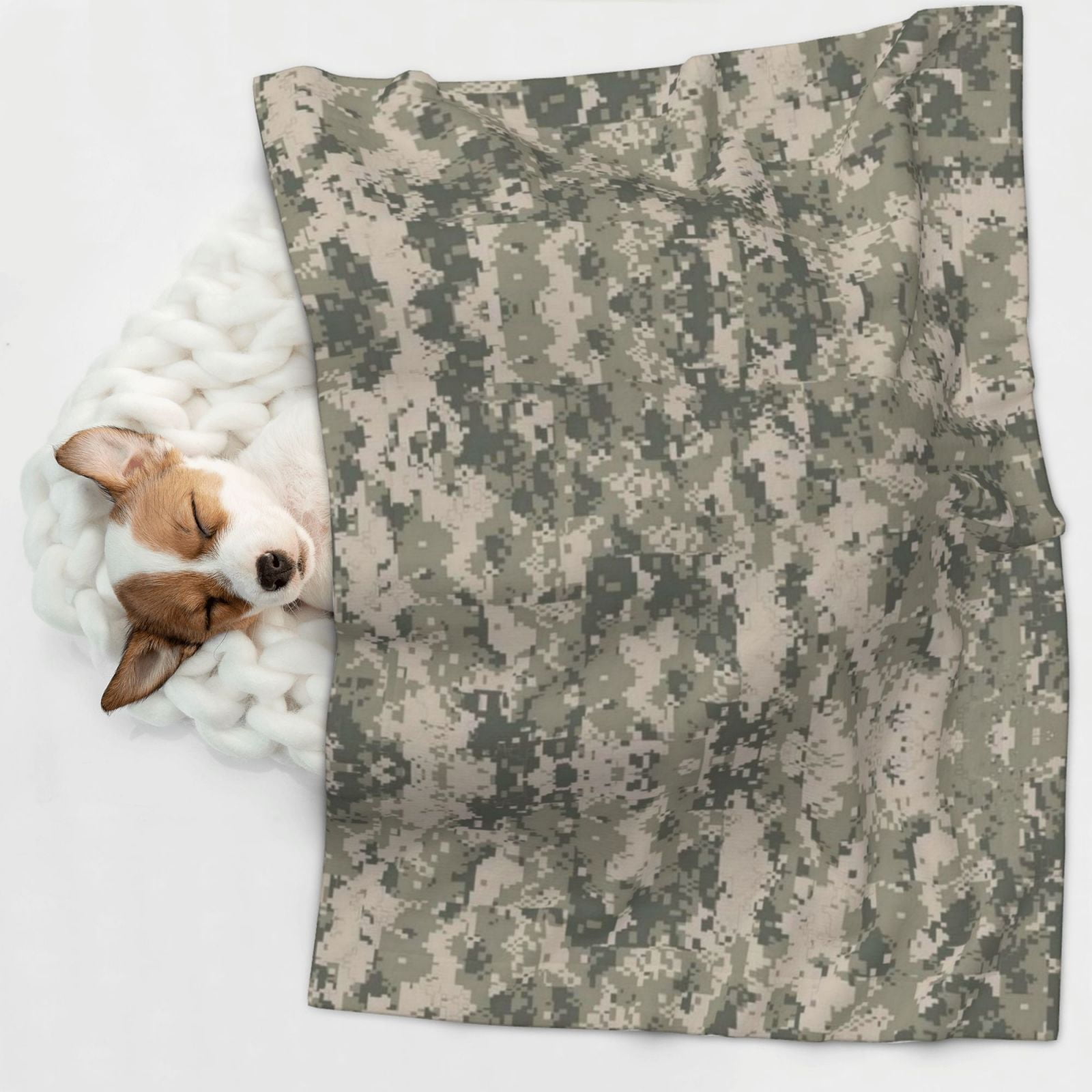 Army Digital Camouflage Dog Blanket Soft Warm Flannel Cat Blanket Great Pet Throw for Cats Puppy Small Medium Large Dog