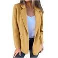 thumbnail image 2 of Qetyuw Womens Blazers Wool Blend Long Sleeve Open Front Blazer Notched Lapel Button Casual Cardigan Coat, 2 of 6