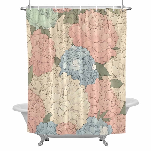 Spring Flower Shower Curtain for Bathroom, Modernism Colorful Hydrangea Farm Waterproof Cloth Fabric Bathroom Accessories Set with 12 Rust Proof Plastic Hooks, 36"x72"